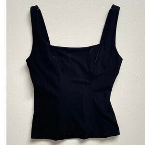 Vintage 90's Black Velvet Sleeveless Tank Top / Sz S / Goth Grunge Glam